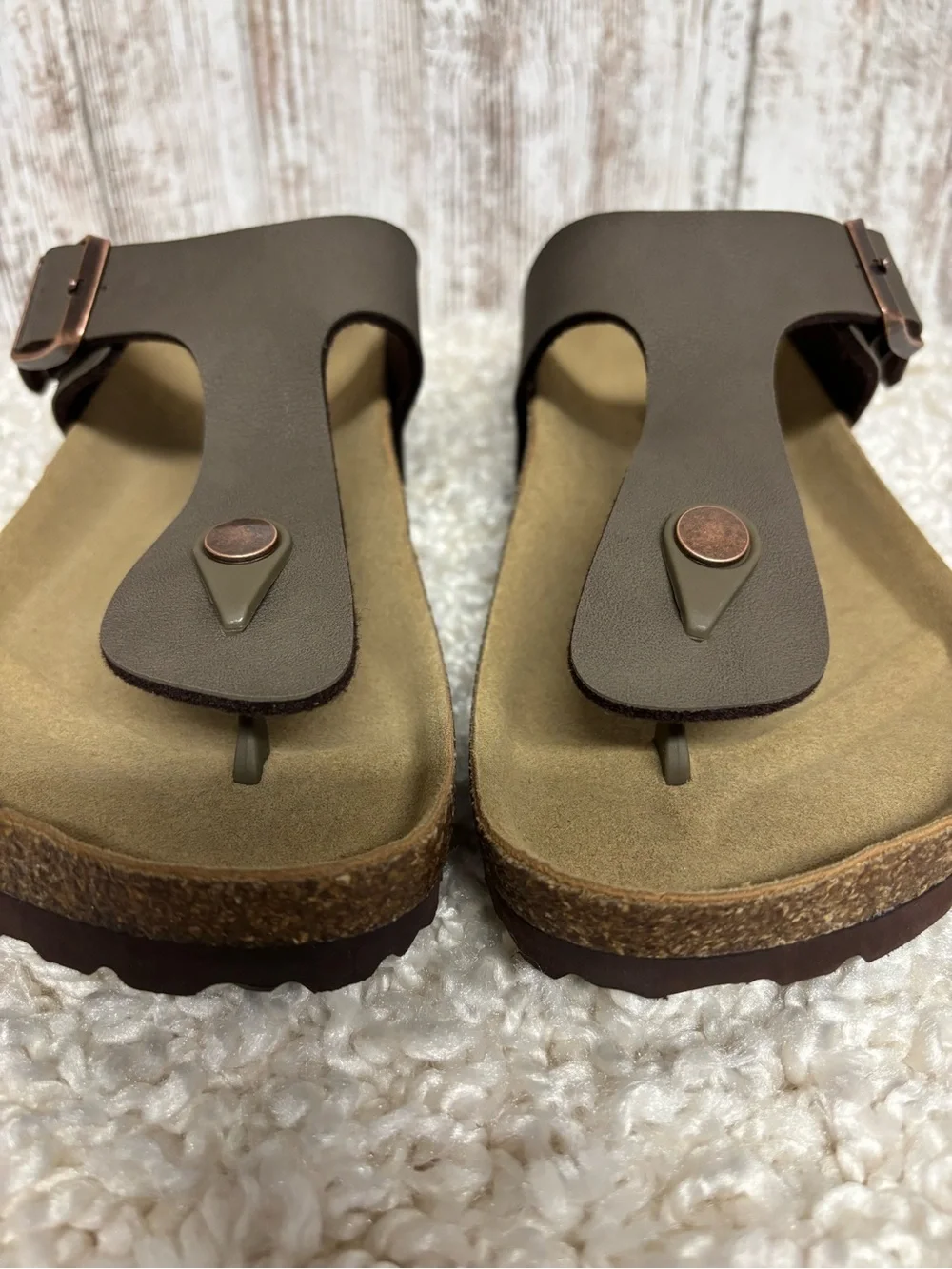 Women's Brown Comfort Toe-Post Sandals